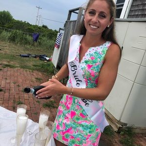 Lilly Pulitzer dress, pink white and green